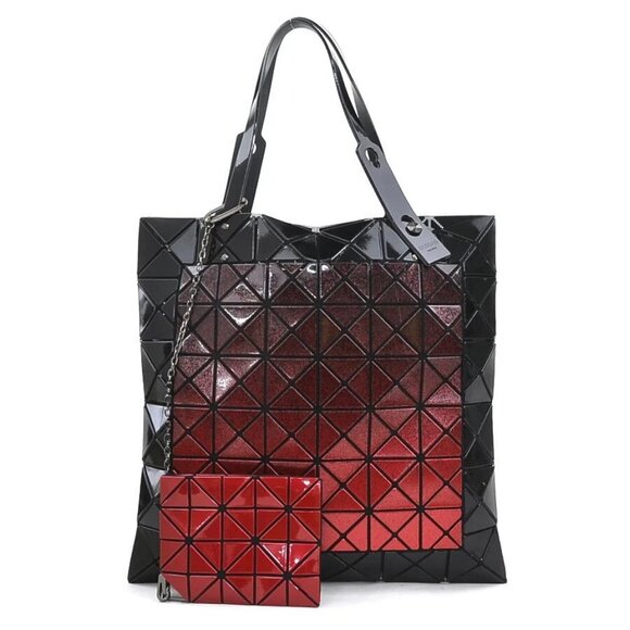 Auth BAOBAO ISSEYMIYAKE Handbag Tote Bag Black/Red PVC